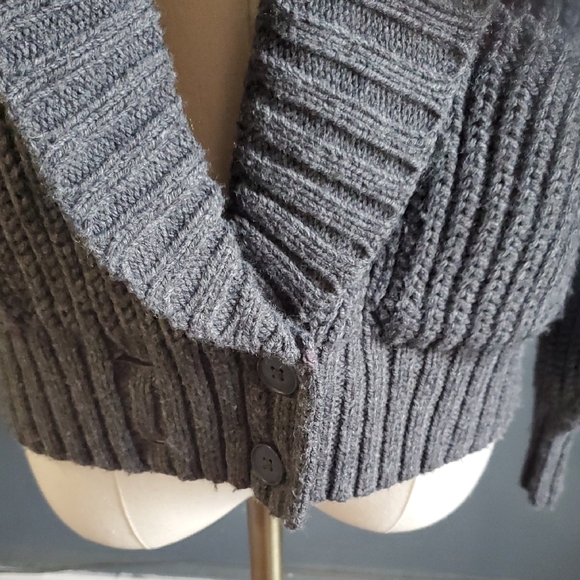 Anthropologie Gray Cardigan with Shawl Collar and Ribbed Knit Size XS - Picture 5 of 10
